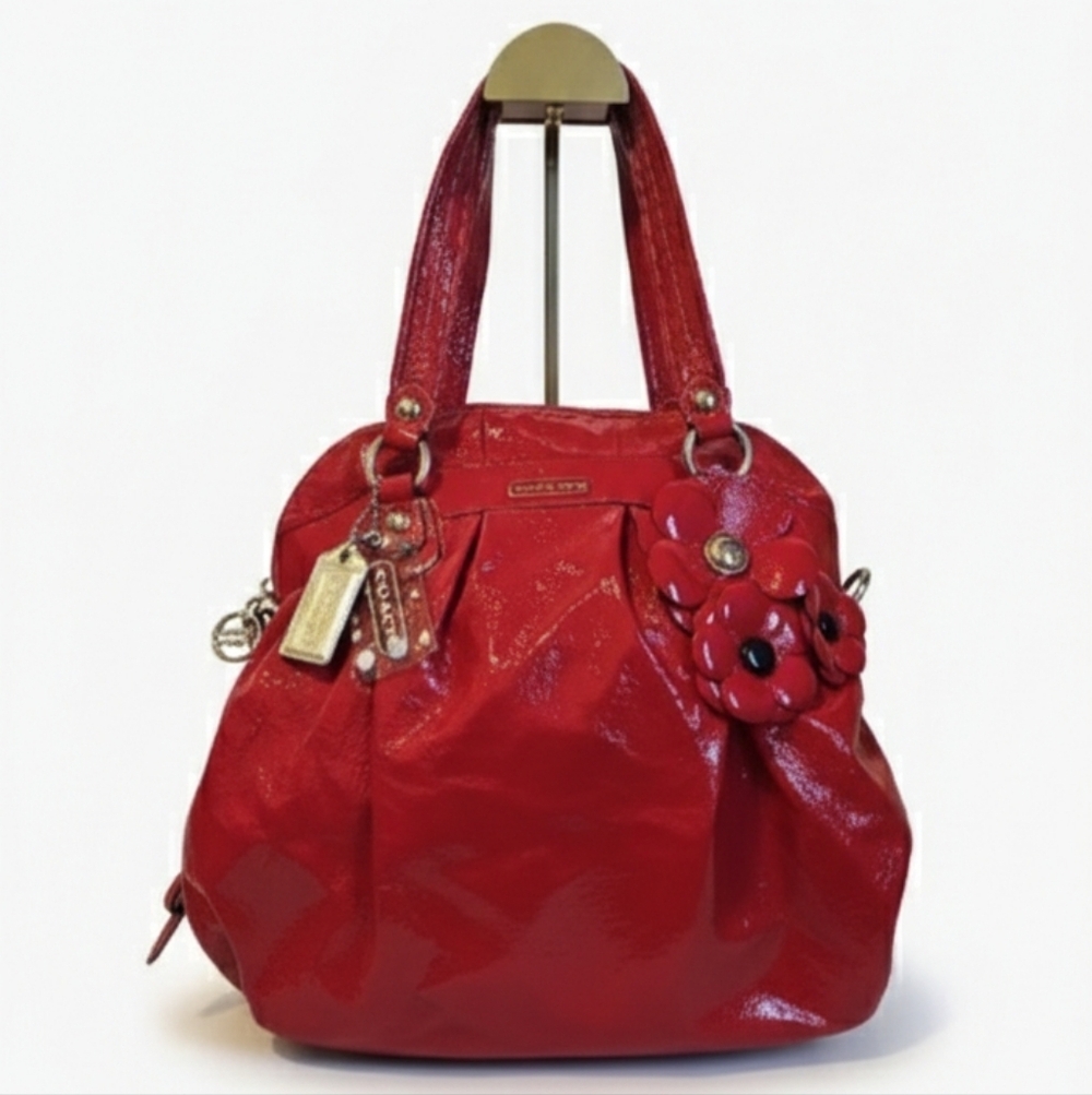 Coach 2010 Limited Edition Red Liquid Leather Poppy “Valentine” Large Tote EUC